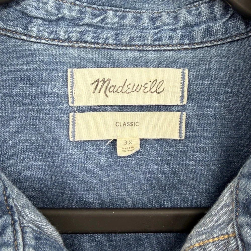 Madewell Denim Shirt Classic Ex-Boyfriend 3X Blue Long Sleeve Cotton Button Down